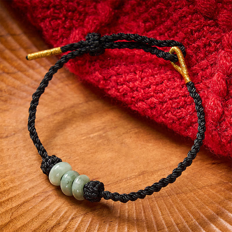 Buddha Stones Braccialetto regolabile fai da te con cordino rosso intrecciato fatto a mano e perline di giada da 3 mm. - image 19