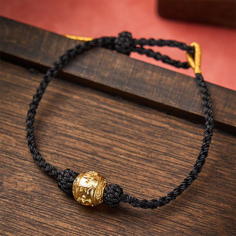 Buddha Stones Braccialetto fai da te regolabile Om Mani Padme Hum con cordino rosso intrecciato a mano - Nero (circonferenza del polso 15-20 cm) - image 16
