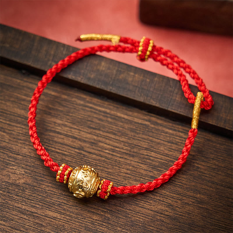 Buddha Stones Braccialetto fai da te regolabile Om Mani Padme Hum con cordino rosso intrecciato a mano - Rosso (circonferenza del polso 15-20 cm) - image 10