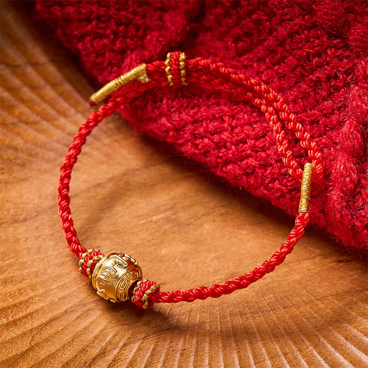 Buddha Stones Braccialetto fai da te regolabile Om Mani Padme Hum con cordino rosso intrecciato a mano - image 12