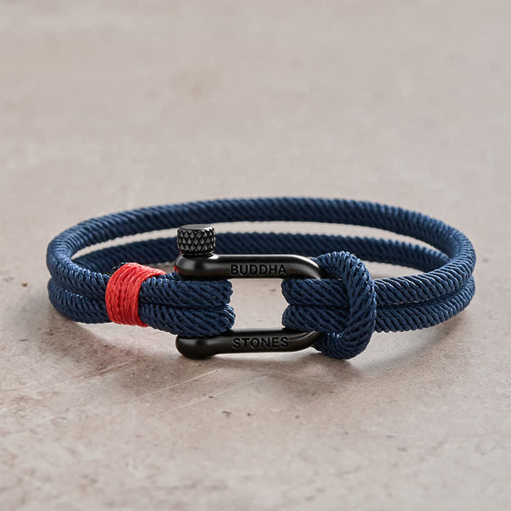 Buddha Stones Bracciale stimolante con grillo in acciaio al titanio - Corda blu con fibbia nera - Circonferenza del polso: 7,9–8,2 pollici (20–21 cm) - image 14