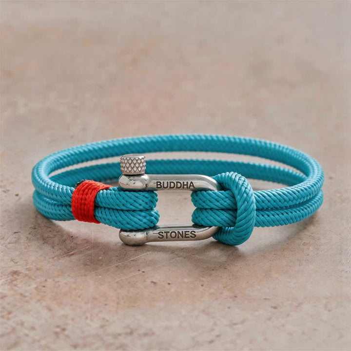 Buddha Stones Bracciale stimolante con grillo in acciaio al titanio - Corda azzurra con fibbia argentata - Circonferenza del polso: 7,9–8,2 pollici (20–21 cm) - image 18