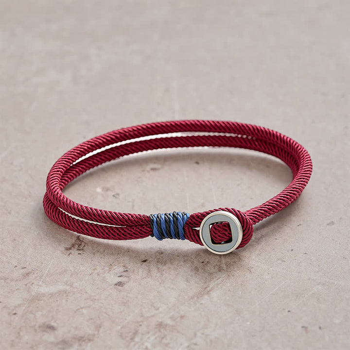 Buddha Stones Bracciale protettivo a doppio giro con bottoni in argento sterling 925 - Borgogna - Circonferenza del polso: 7,9–8,2 pollici (20–21 cm) - image 0