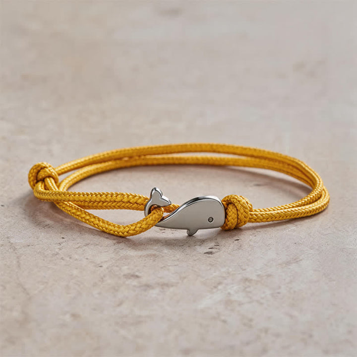 Buddha Stones Bracciale a doppia avvolgimento con corda intrecciata e connessione a balena - Giallo - image 7