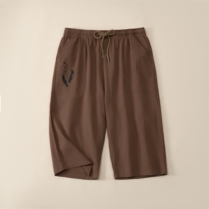 Buddha Stones Pantaloni capri estivi casual da uomo con coulisse, gamba dritta e tasche. - Siena - US/UK/AU42, EU52 (3XL) - image 0