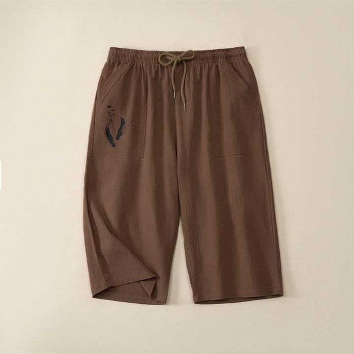 Buddha Stones Pantaloni capri estivi casual da uomo con coulisse, gamba dritta e tasche. - Siena - US/UK/AU42, EU52 (3XL) - image 0