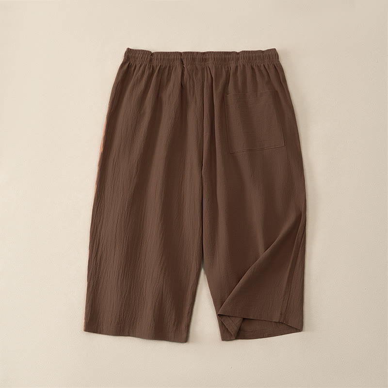 Buddha Stones Pantaloni capri estivi casual da uomo con coulisse, gamba dritta e tasche. - image 1