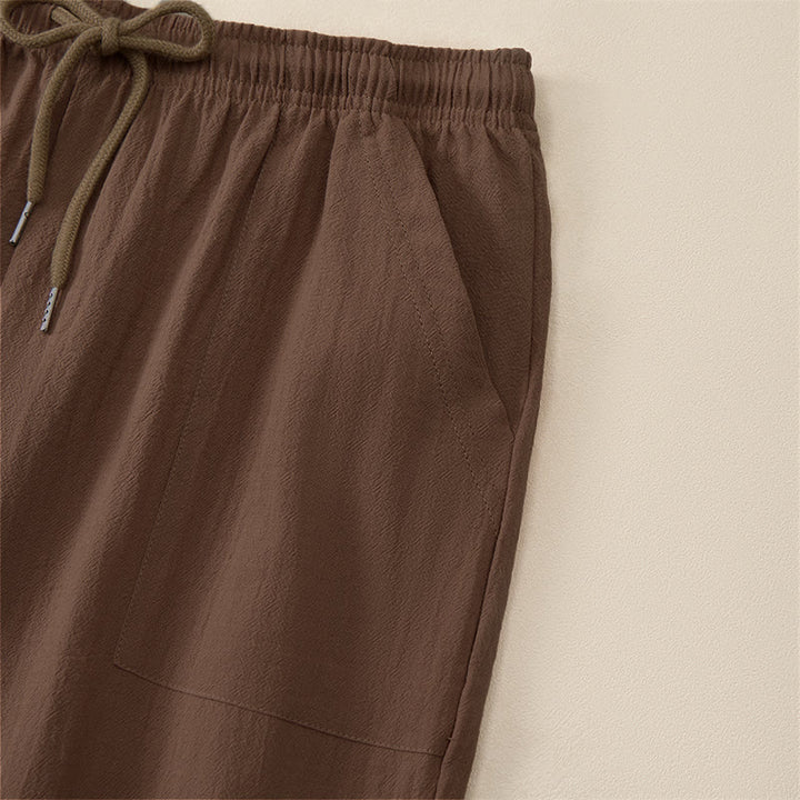 Buddha Stones Pantaloni capri estivi casual da uomo con coulisse, gamba dritta e tasche. - image 4