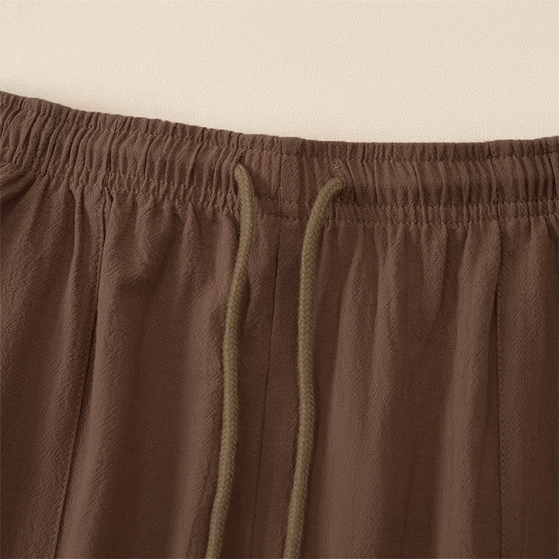 Buddha Stones Pantaloni capri estivi casual da uomo con coulisse, gamba dritta e tasche. - image 2