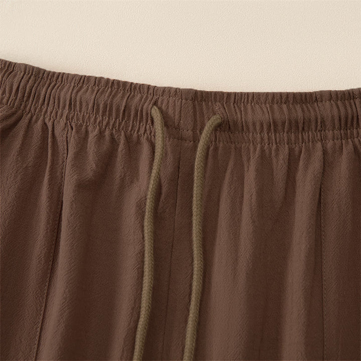 Buddha Stones Pantaloni capri estivi casual da uomo con coulisse, gamba dritta e tasche. - image 2