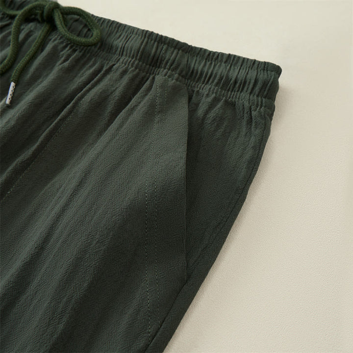 Buddha Stones Pantaloni capri estivi casual da uomo con coulisse, gamba dritta e tasche. - image 11