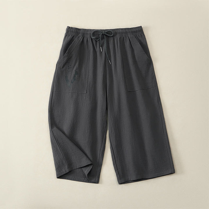 Buddha Stones Pantaloni capri estivi casual da uomo con coulisse, gamba dritta e tasche. - Grigio ardesia scuro - US/UK/AU42, EU52 (3XL) - image 15