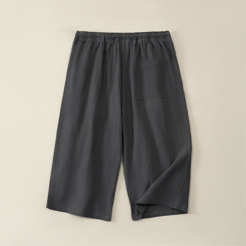 Buddha Stones Pantaloni capri estivi casual da uomo con coulisse, gamba dritta e tasche. - image 16