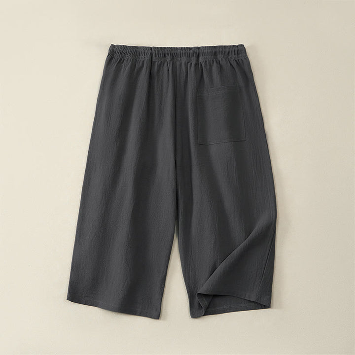 Buddha Stones Pantaloni capri estivi casual da uomo con coulisse, gamba dritta e tasche. - image 16