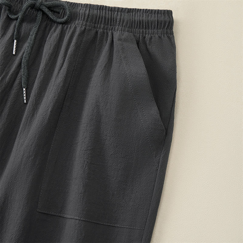 Buddha Stones Pantaloni capri estivi casual da uomo con coulisse, gamba dritta e tasche. - image 19
