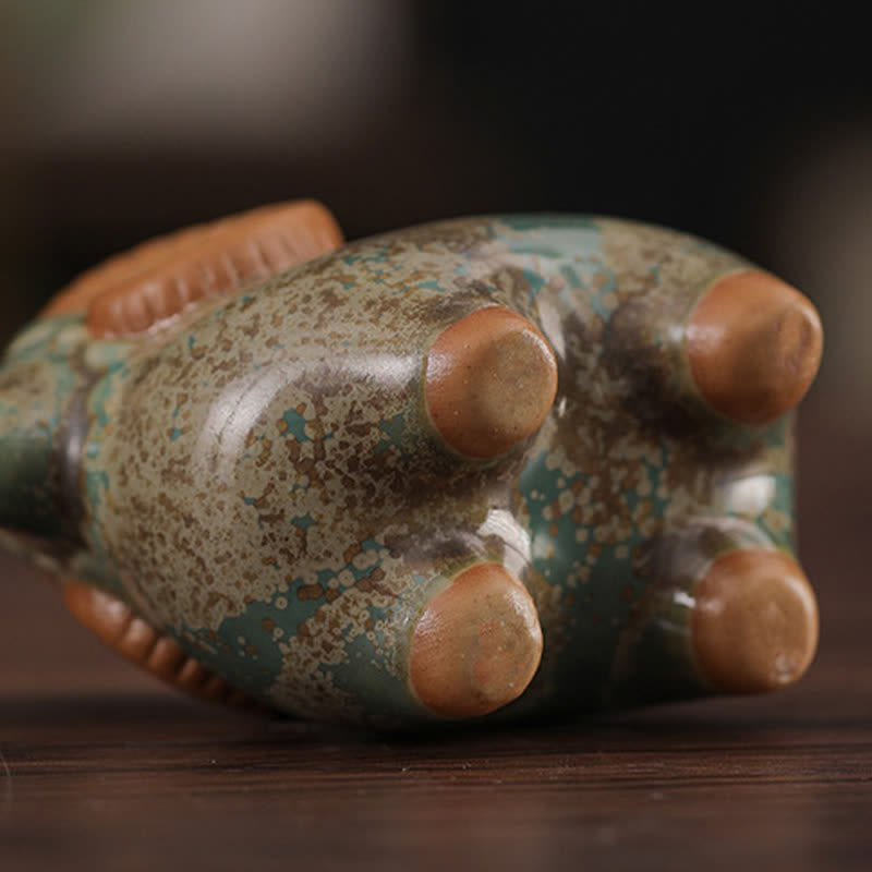 Buddha Stones Decorazione con animale carino in ceramica a smalto cotto in forno, simbolo dello zodiaco cinese (Ariete) e della prosperità. - image 14