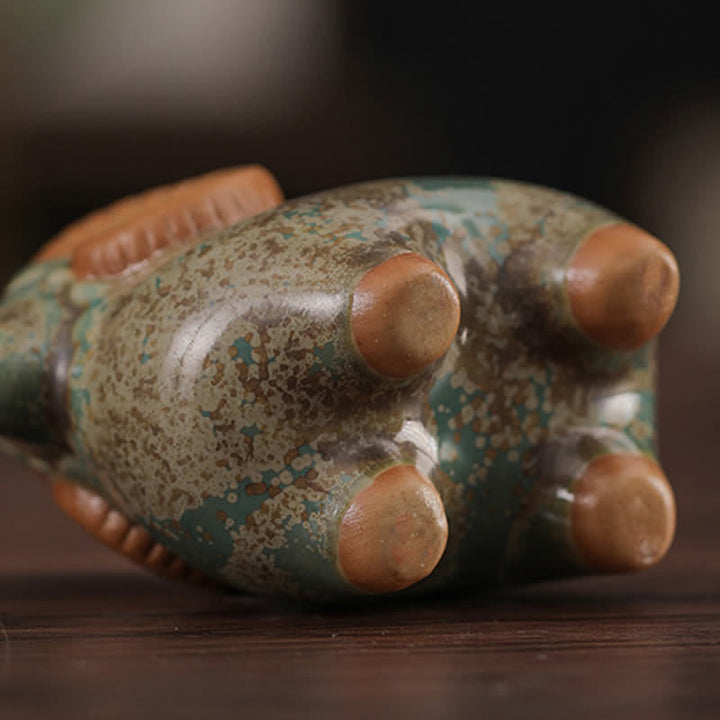 Buddha Stones Decorazione con animale carino in ceramica a smalto cotto in forno, simbolo dello zodiaco cinese (Ariete) e della prosperità. - image 14