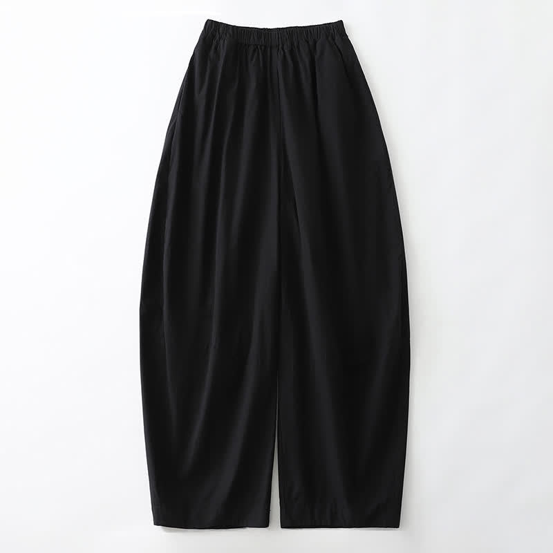 Buddha Stones Pantaloni corti estivi casual minimalisti a tinta unita da donna, modello harem con tasche - Nero - US12, UK/AU16, EU44 (2XL) - image 6