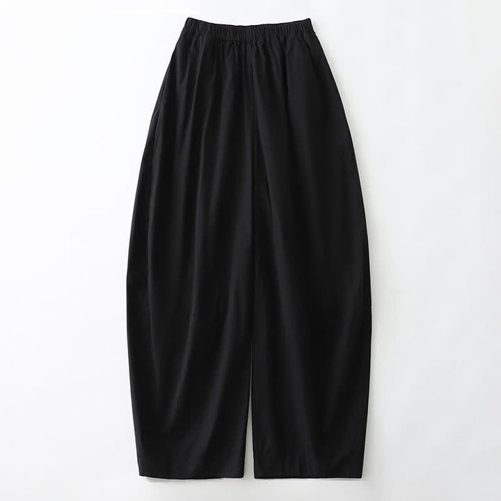 Buddha Stones Pantaloni corti estivi casual minimalisti a tinta unita da donna, modello harem con tasche - Nero - US12, UK/AU16, EU44 (2XL) - image 6