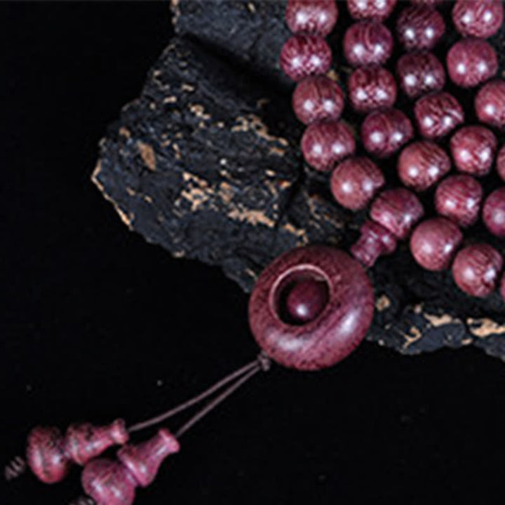 Buddha Stones Mala naturale di zucca Peltogyne con 108 perle - image 17