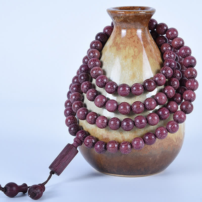 Buddha Stones Mala naturale di zucca Peltogyne con 108 perle - image 13