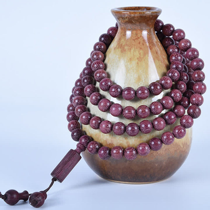 Buddha Stones Mala naturale di zucca Peltogyne con 108 perle - image 13