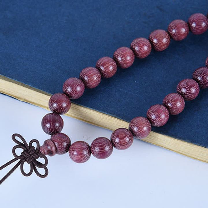 Buddha Stones Mala naturale di zucca Peltogyne con 108 perle - image 11