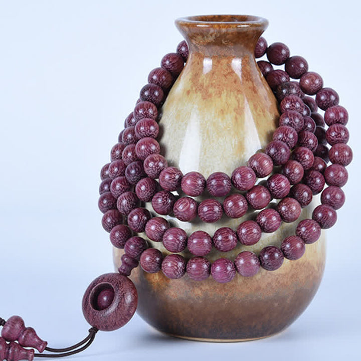Buddha Stones Mala naturale di zucca Peltogyne con 108 perle - image 16