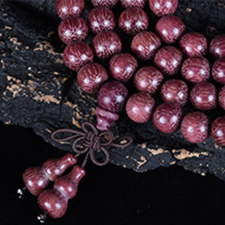 Buddha Stones Mala naturale di zucca Peltogyne con 108 perle - image 3