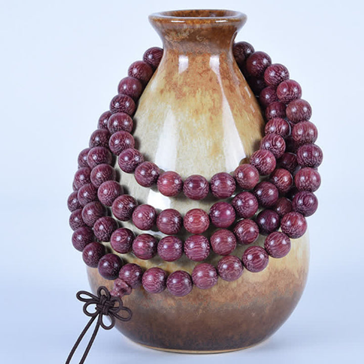 Buddha Stones Mala naturale di zucca Peltogyne con 108 perle - image 6