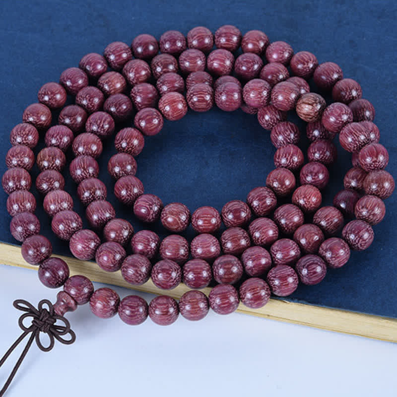 Buddha Stones Mala naturale di zucca Peltogyne con 108 perle - image 8