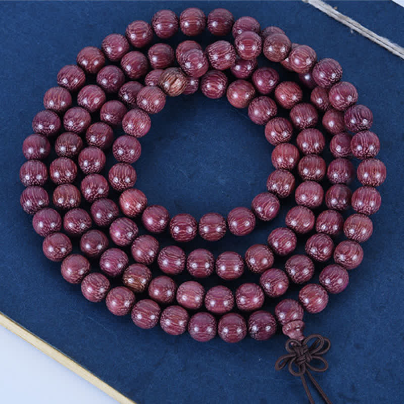Buddha Stones Mala naturale di zucca Peltogyne con 108 perle - image 9