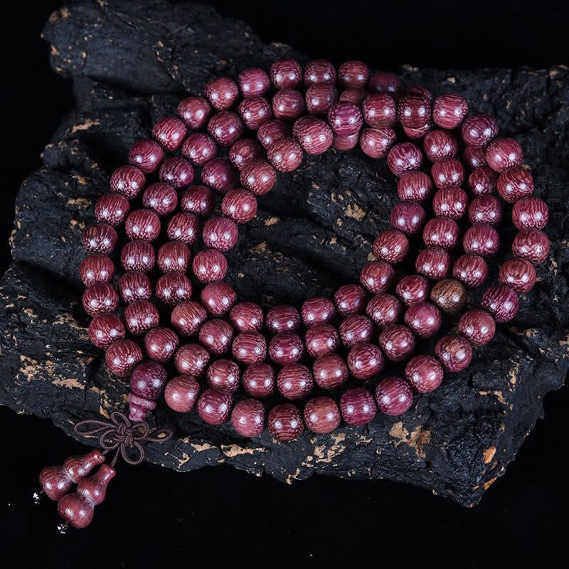 Buddha Stones Mala naturale di zucca Peltogyne con 108 perle - image 2