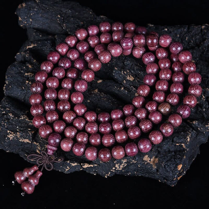 Buddha Stones Mala naturale di zucca Peltogyne con 108 perle - image 2