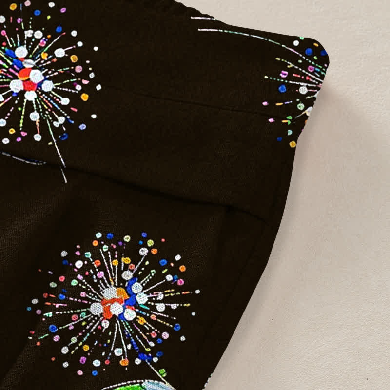 Buddha Stones Pantaloni da donna in cotone e lino con elastico in vita e gamba larga, fantasia floreale a dente di leone colorata, con tasche. - image 2