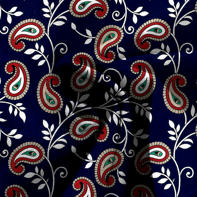 Buddha Stones Pantaloni da donna a gamba larga con elastico in vita e tasche, in cotone e lino, con fantasia paisley bohémien. - image 3