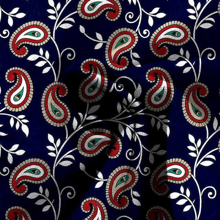 Buddha Stones Pantaloni da donna a gamba larga con elastico in vita e tasche, in cotone e lino, con fantasia paisley bohémien. - image 3