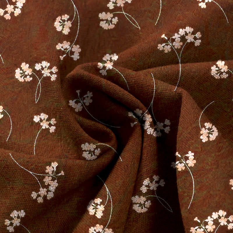 Buddha Stones Pantaloni da donna in cotone e lino con elastico in vita e gamba larga, fantasia floreale a bouquet, con tasche. - image 3