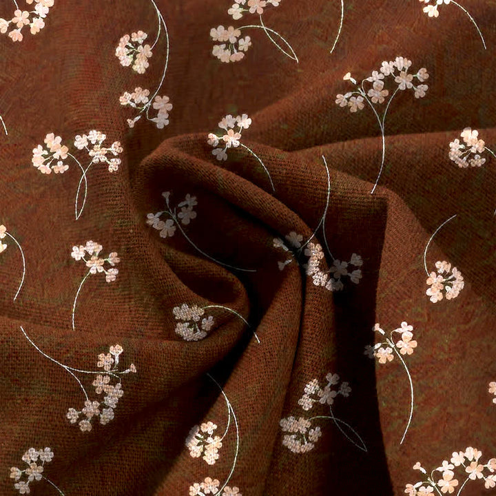 Buddha Stones Pantaloni da donna in cotone e lino con elastico in vita e gamba larga, fantasia floreale a bouquet, con tasche. - image 3