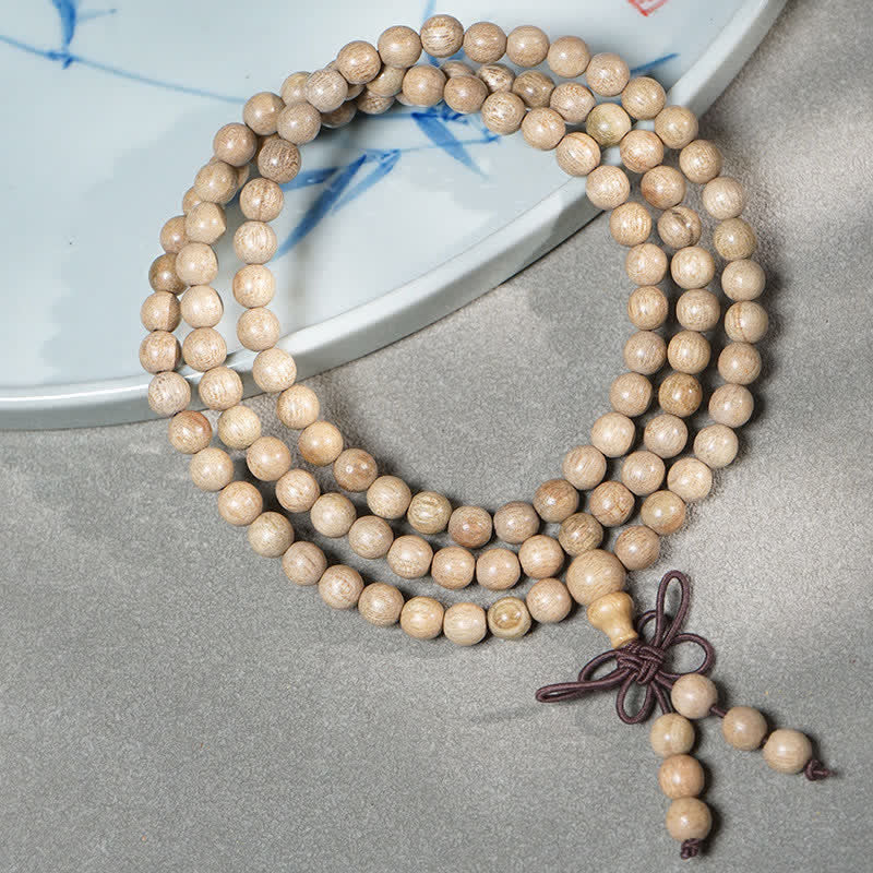 Buddha Stones Mala di perle in legno di canfora naturale, con 108 perle, della serie "Perseverance". - image 3