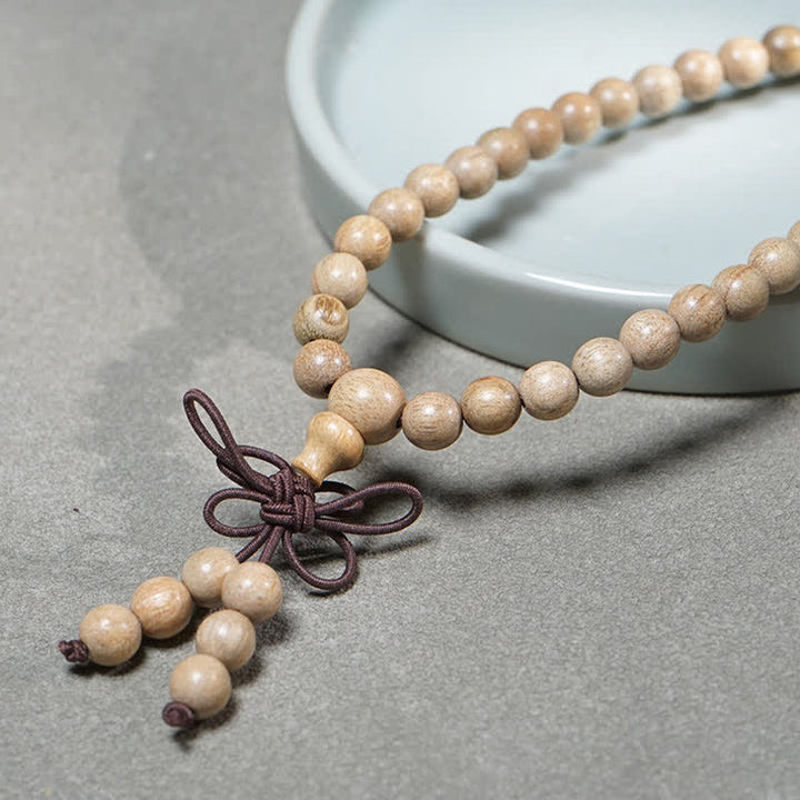 Buddha Stones Mala di perle in legno di canfora naturale, con 108 perle, della serie "Perseverance". - image 5