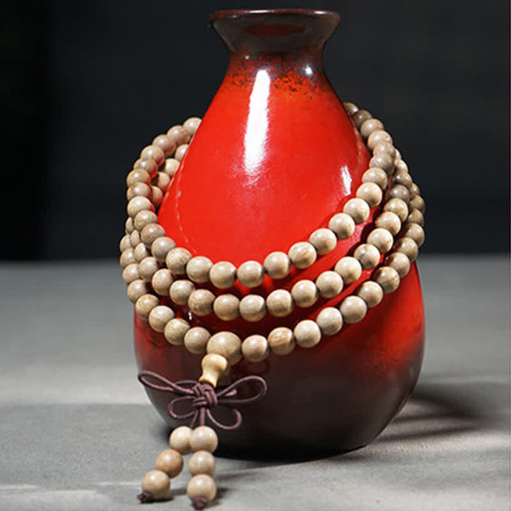 Buddha Stones Mala di perle in legno di canfora naturale, con 108 perle, della serie "Perseverance". - image 4