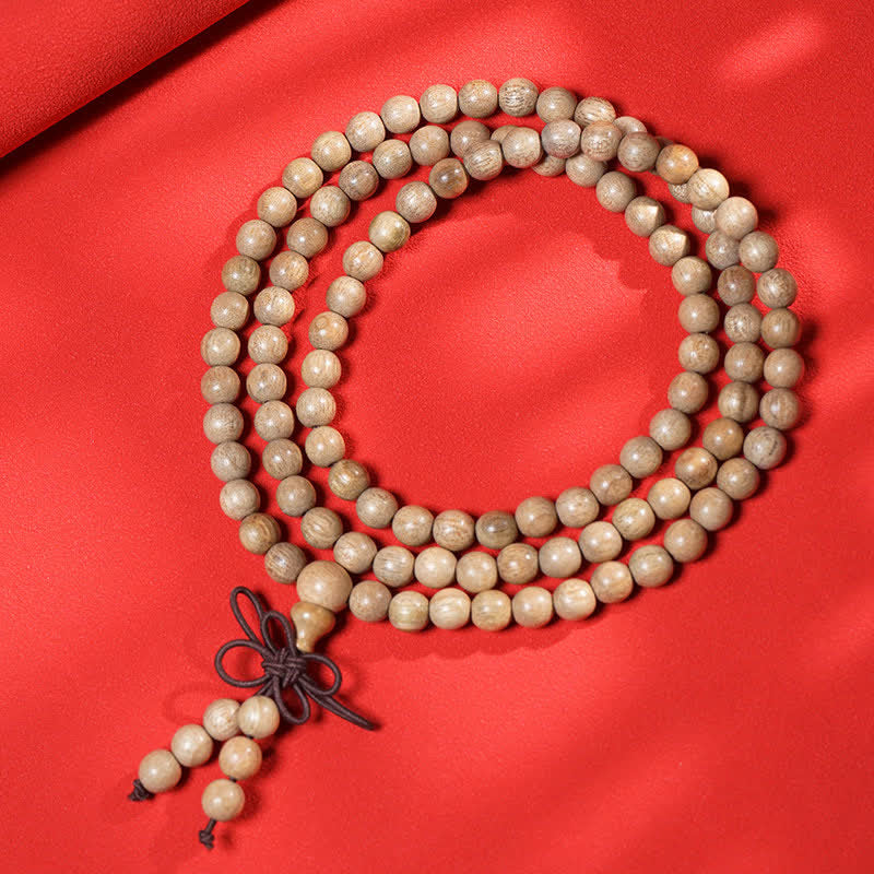 Buddha Stones Mala di perle in legno di canfora naturale, con 108 perle, della serie "Perseverance". - image 2
