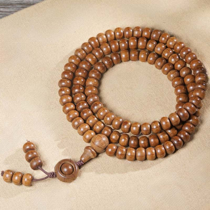Buddha Stones Abelia Biflora naturale, protezione per il legno, 108 perle Mala - 6*8 mm - image 3