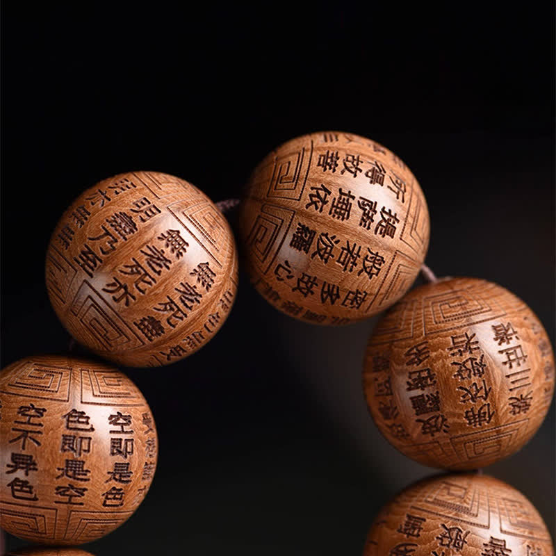 Buddha Stones Braccialetto in legno naturale di Abelia Biflora con sutra del cuore Om Mani Padme Hum - image 16