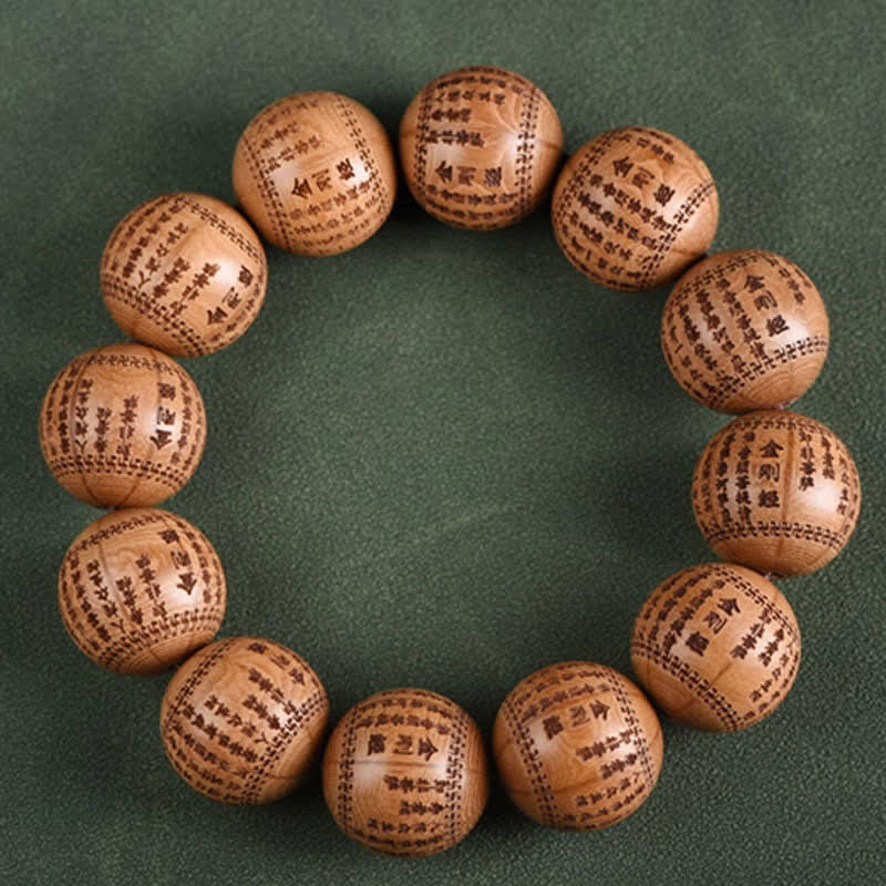 Buddha Stones Braccialetto in legno naturale di Abelia Biflora con sutra del cuore Om Mani Padme Hum - image 8