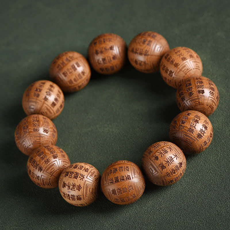 Buddha Stones Braccialetto in legno naturale di Abelia Biflora con sutra del cuore Om Mani Padme Hum - Sutra del Cuore - image 15