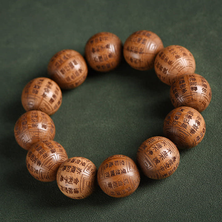 Buddha Stones Braccialetto in legno naturale di Abelia Biflora con sutra del cuore Om Mani Padme Hum - Sutra del Cuore - image 15
