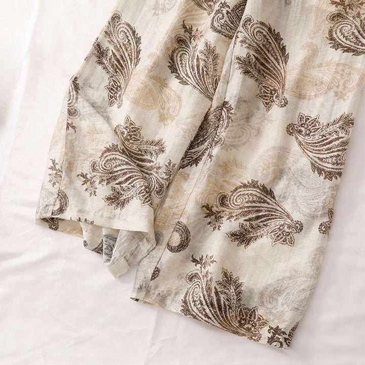 Buddha Stones Pantaloni da donna estivi in ​​stile boho casual con cerniera e gamba dritta, motivo paisley e tasche. - image 8