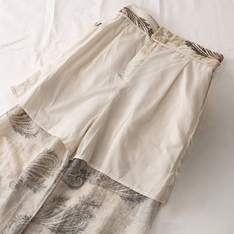 Buddha Stones Pantaloni da donna estivi in ​​stile boho casual con cerniera e gamba dritta, motivo paisley e tasche. - image 7